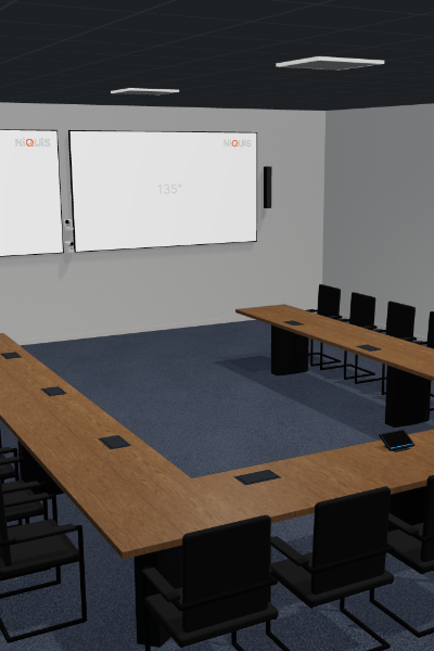 Großer Boardroom mit Videokonferenz-Technik