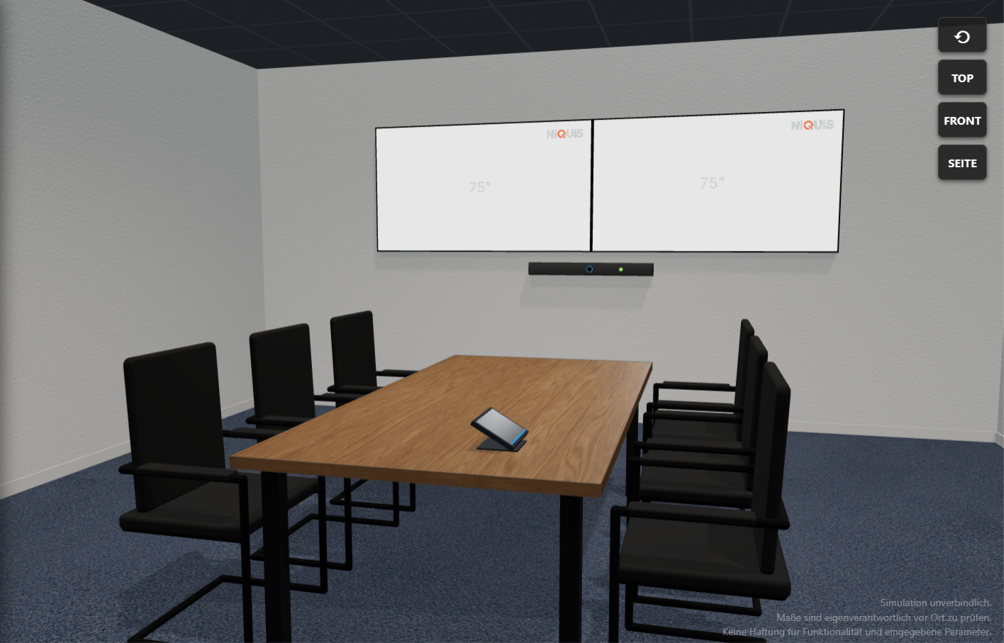 Standard-Meetingraum mit Zoom Room und Dual-Display